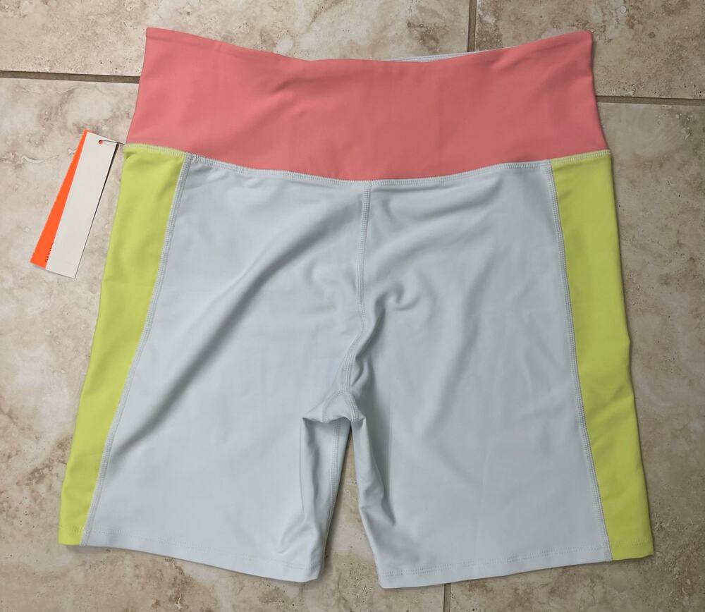 Aqua NWT shorts high rise contrast bike shorts white pink neon yellow XL